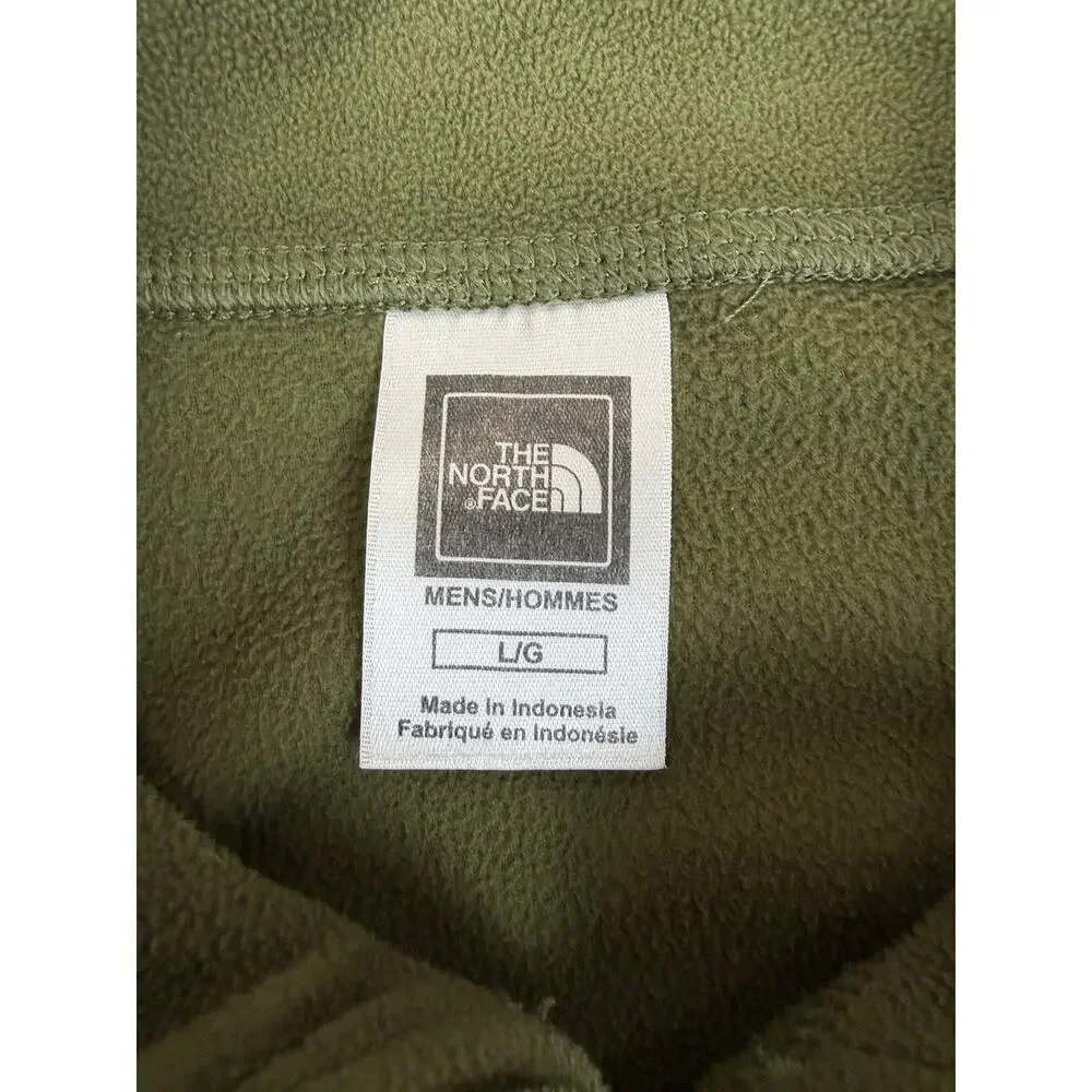 The North Face TKA 100 Mens Large Green Fleece 1/4 Zip Pullover Jacket